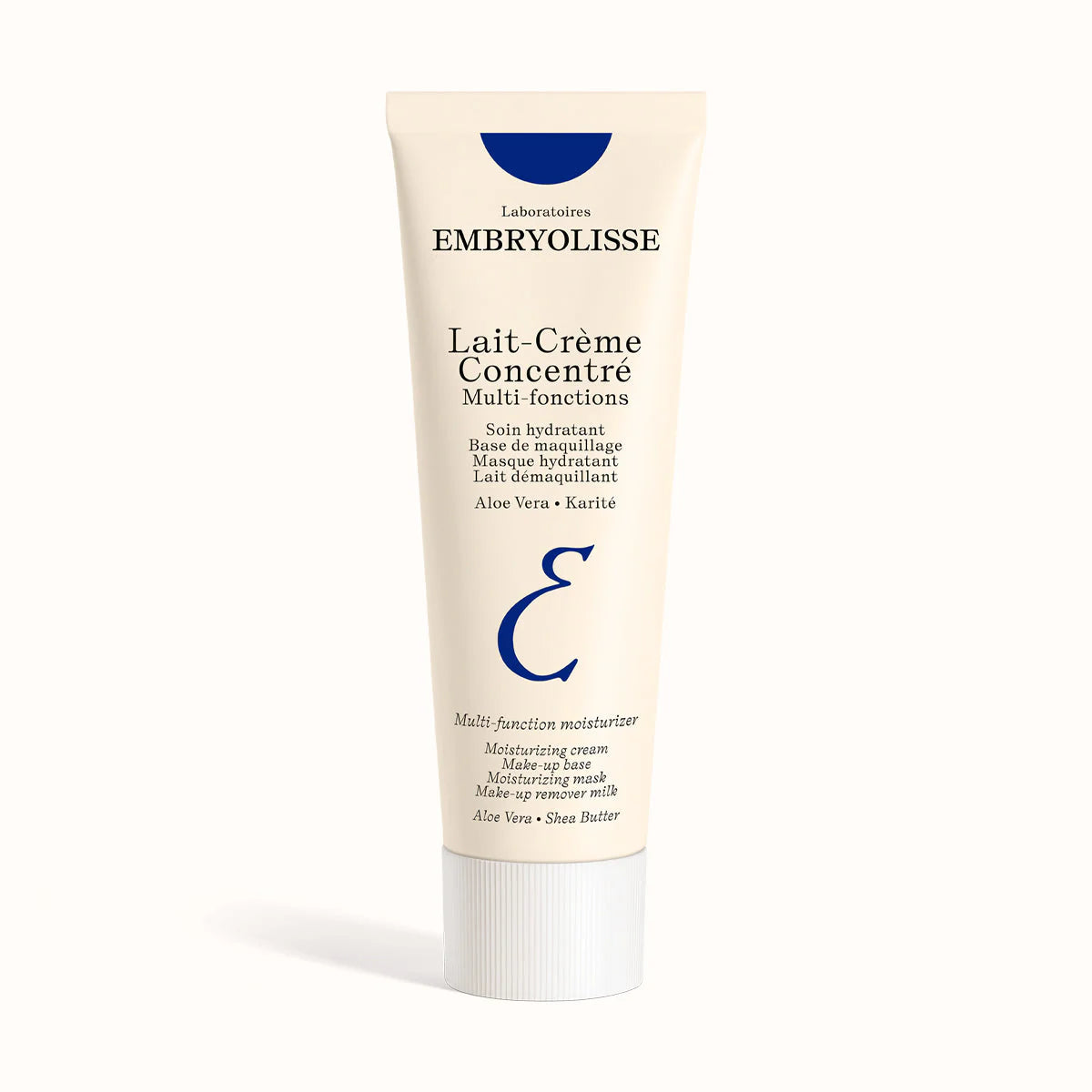 Embryolisse Lait-Crème Concentré in its signature white and blue tube. The multi-purpose moisturizer trusted by makeup artists worldwide.