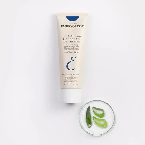 Embryolisse Lait-Crème Concentré in its signature white and blue tube. The multi-purpose moisturizer trusted by makeup artists worldwide.